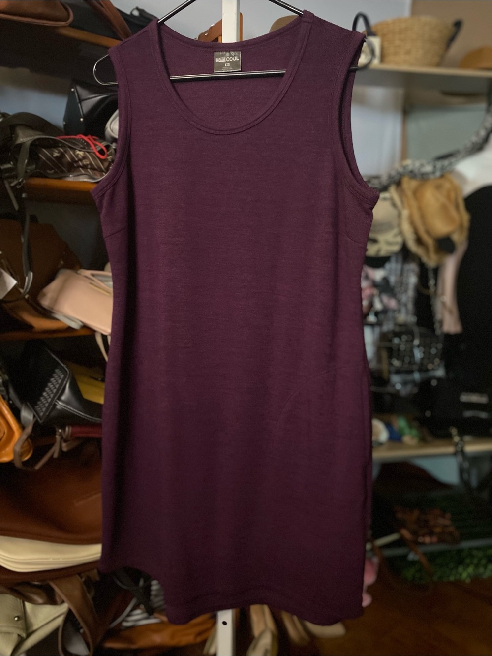 Fleece lined Sleeveless Mini Sweater Dress in Plum